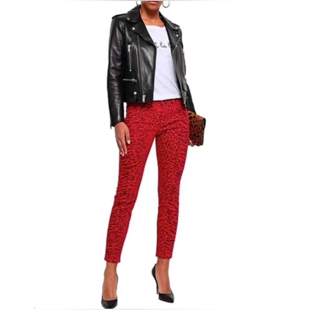 Current / Elliot stiletto skinny jeans in red warped leopard size 26